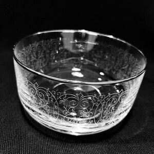 Vintage Etched Crystal Heavy Candy Dish 5” Diameter